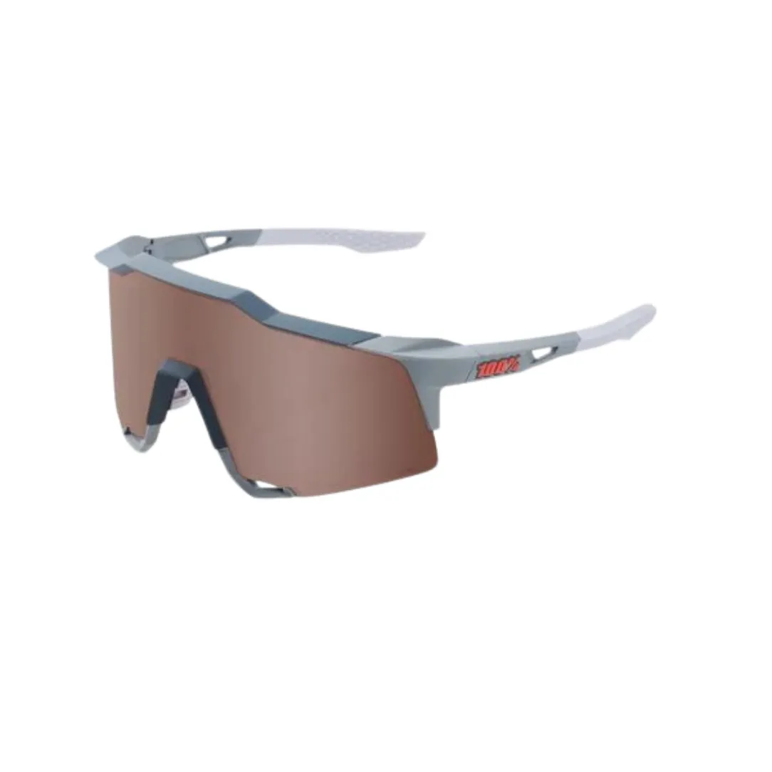 100% SPEEDCRAFT -Soft Tact Stone Grey Hiper Crimson Silver Mirror Lens