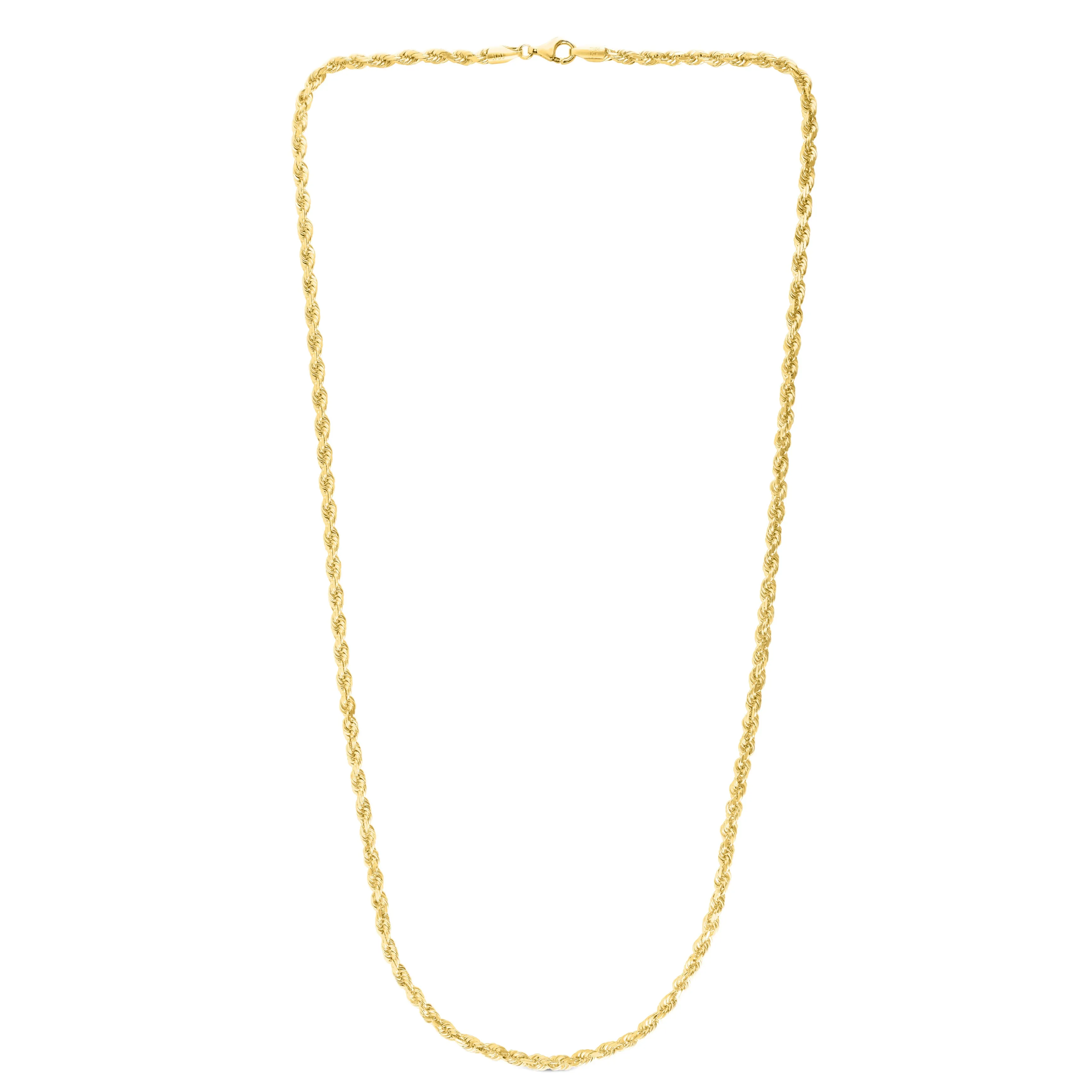 10k Yellow Gold 4.0mm Solid Diamond Cut Royal Rope Chain