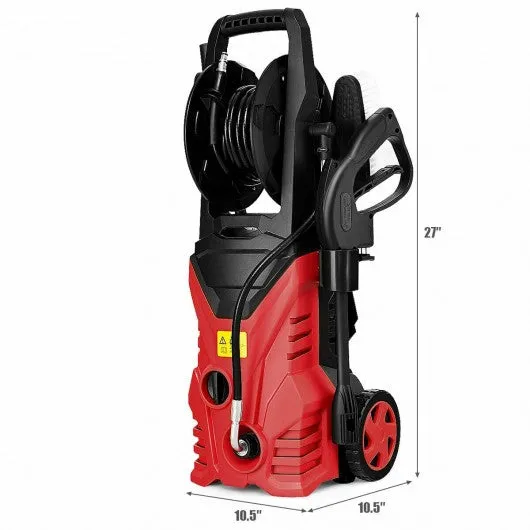 1800W 2030PSI Electric Pressure Washer Cleaner with Hose Reel-Red