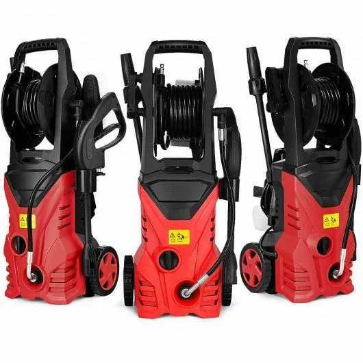 1800W 2030PSI Electric Pressure Washer Cleaner with Hose Reel-Red