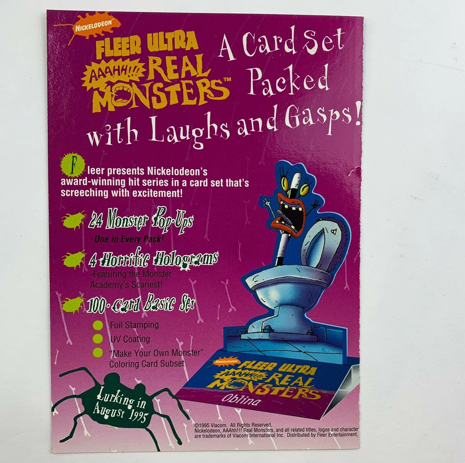 1995 Fleer Ultra Nickelodeon AAAHH! Real Monsters Promo Trading Cards Uncut