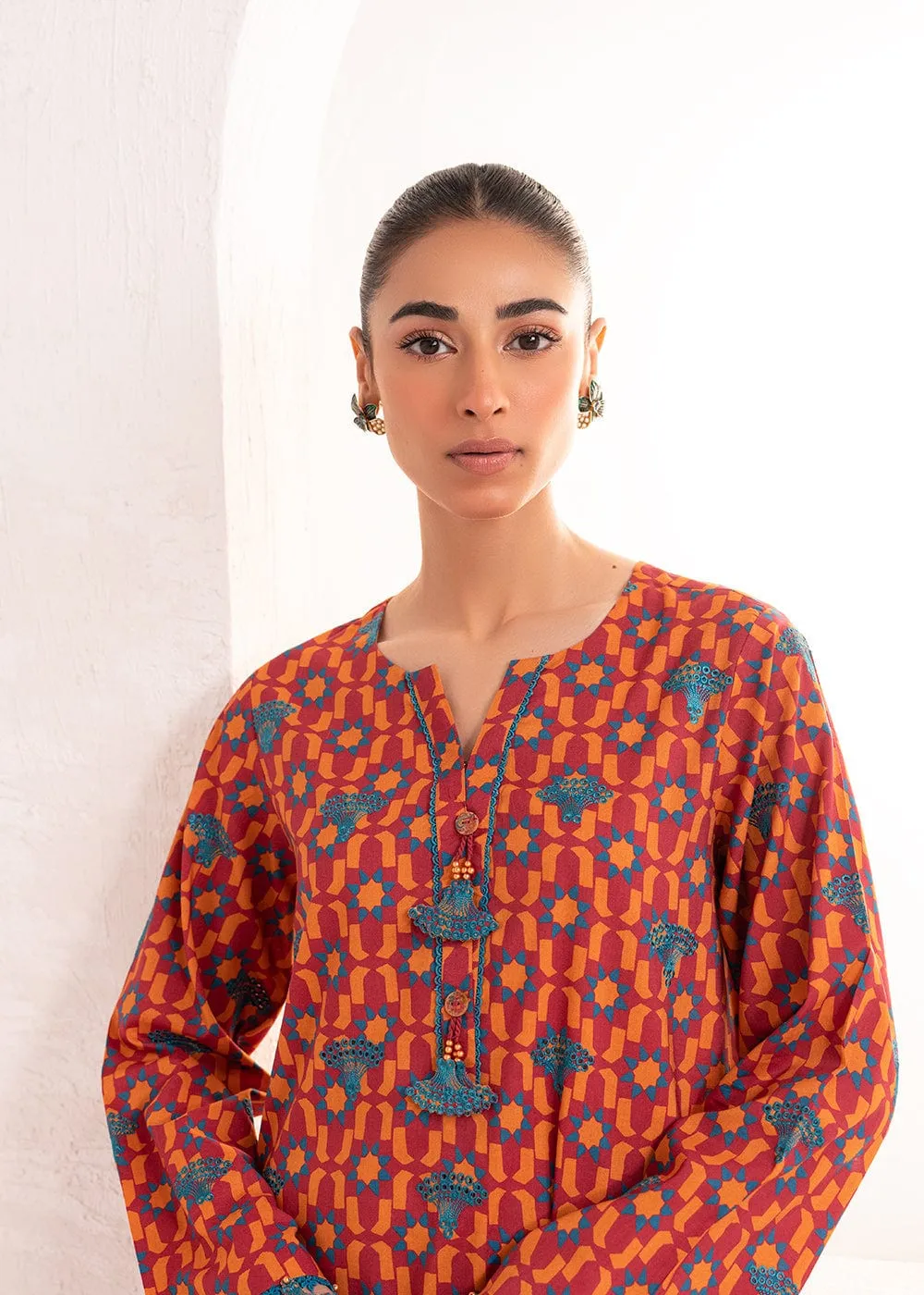 2 Pc Embroidered Lawn Viscose Suit With Lawn Viscose Trouser