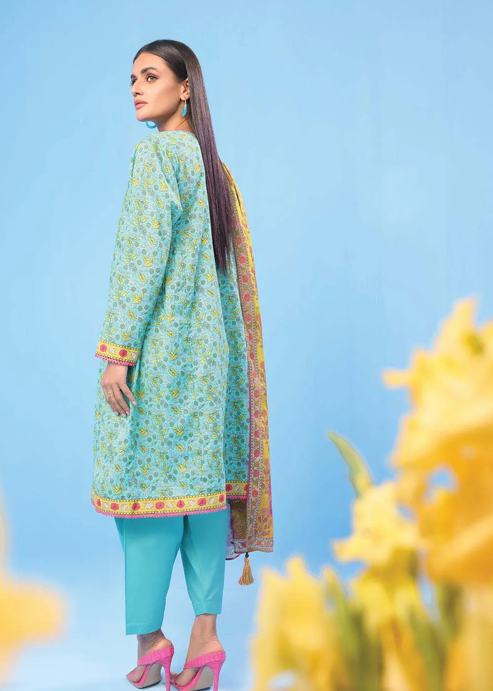 2 Pc Printed Lawn Suit With Lawn Dupatta