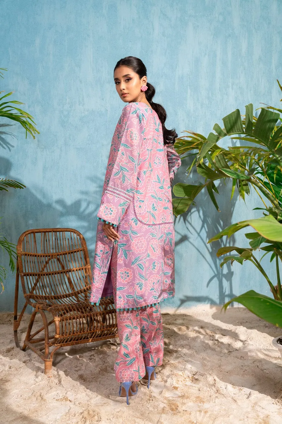 2 Pc Printed Poly Viscose Suit With Poly Viscose Trouser