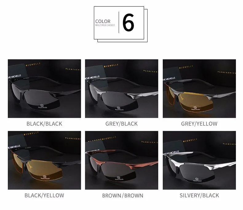 2022 Aluminum Magnesium Men Sunglasses Polarized Sports Driving Night Vision Goggles Sunglass Fishing UV400 Rimless Sun Glasses