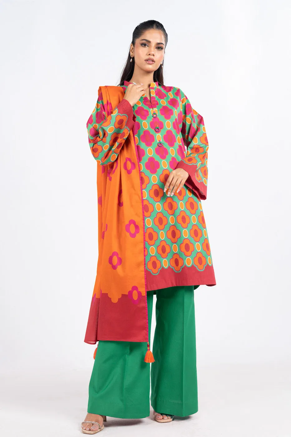 3 Pc Printed Lawn Suit With Lawn Dupatta