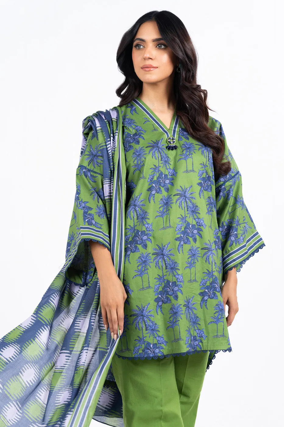 3 Pc Printed Lawn Suit With Lawn Dupatta