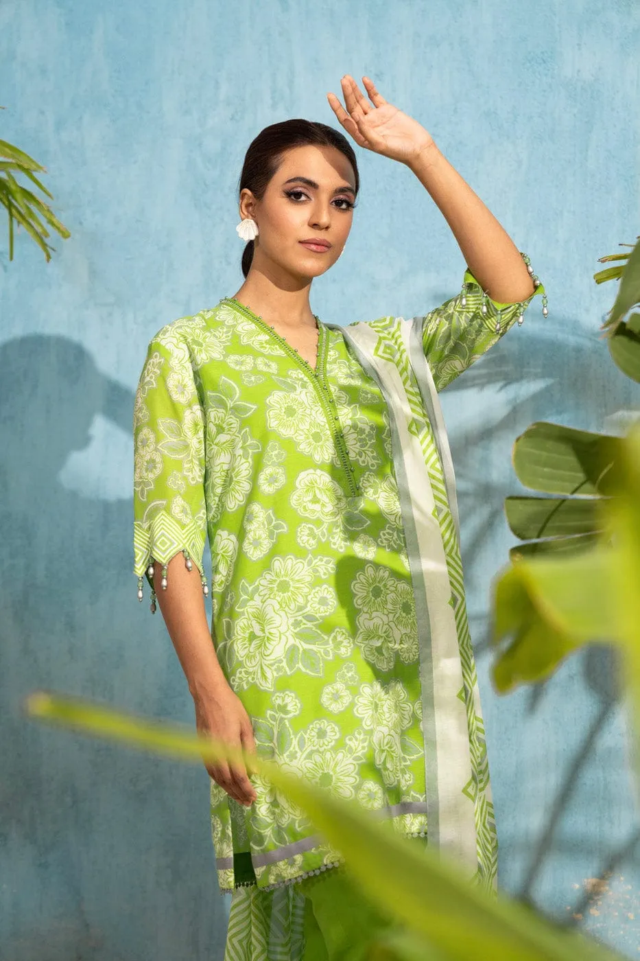 3 Pc Printed Poly Viscose Suit With Poly Viscose Dupatta