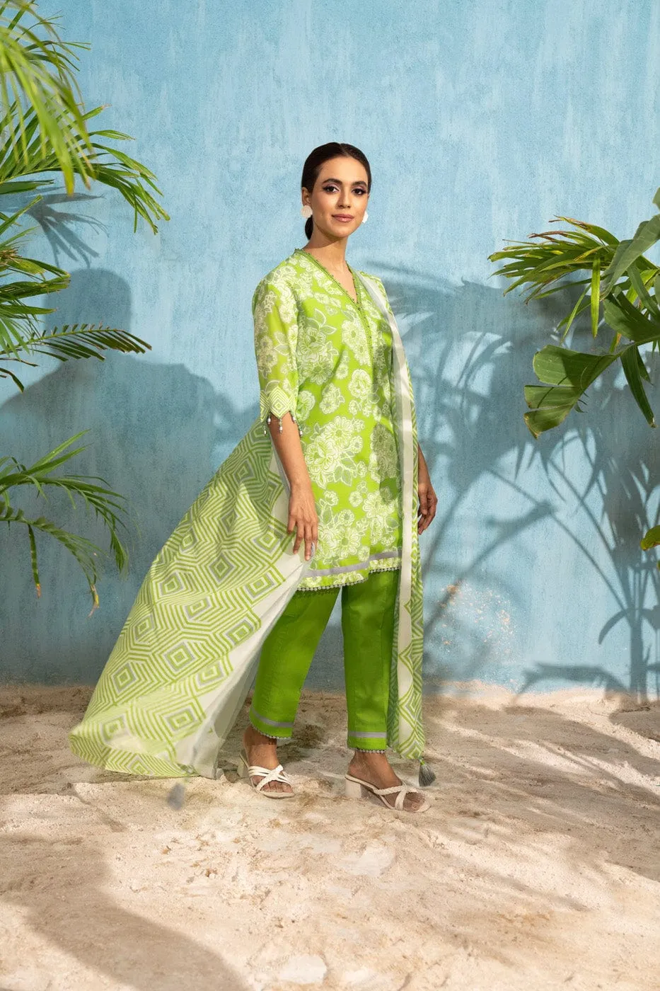 3 Pc Printed Poly Viscose Suit With Poly Viscose Dupatta