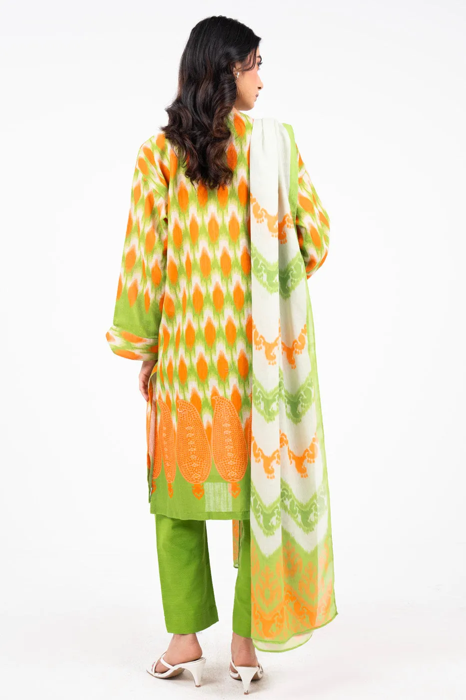 3 Piece Printed Khaddar Suit With Pashmina Dupatta