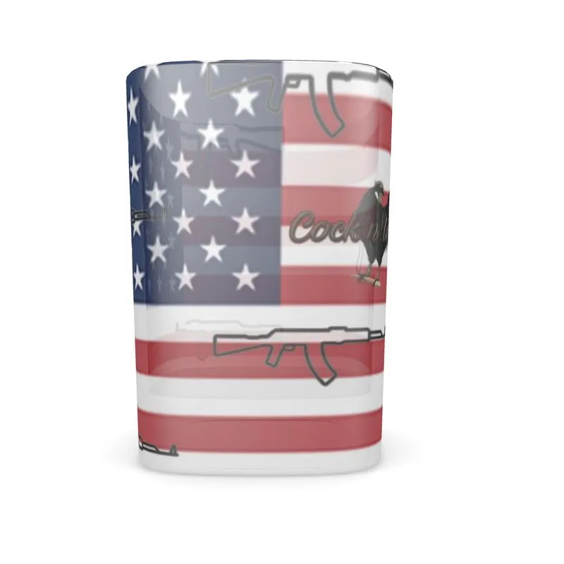 #411 cocknload sq shot glass set/2 usa print