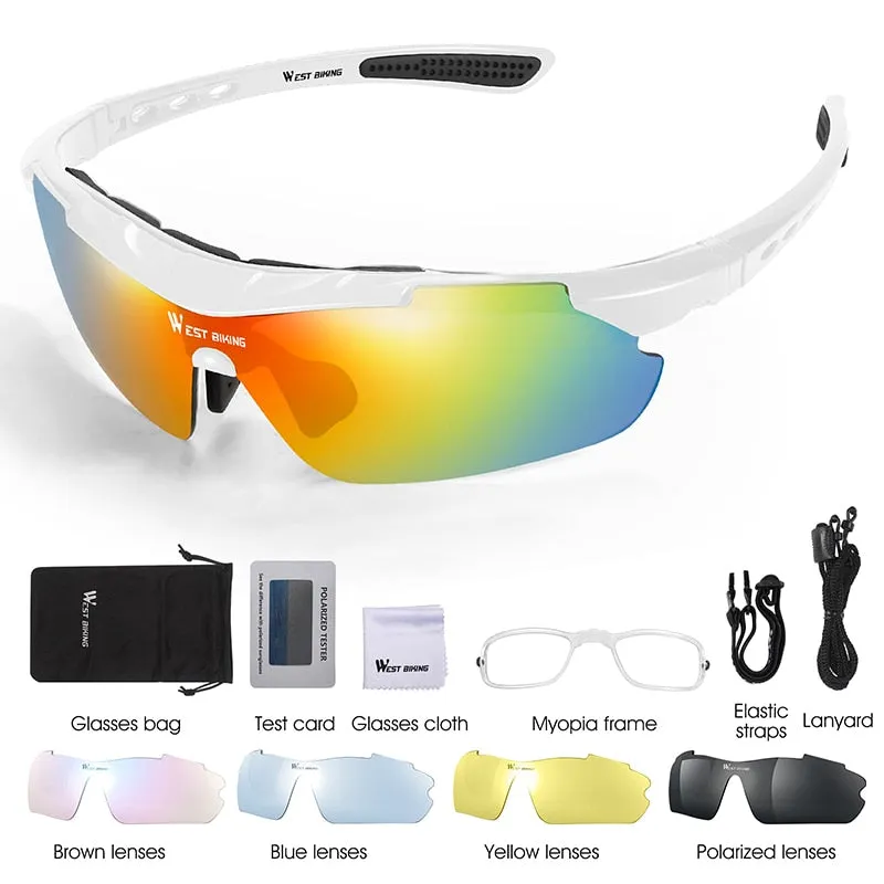 5 Lens Polarized Cycling Eyewear Outdoor Sport Sun Glasses Bicycle Glasses Men Women Protection Goggles Bike Sunglasses