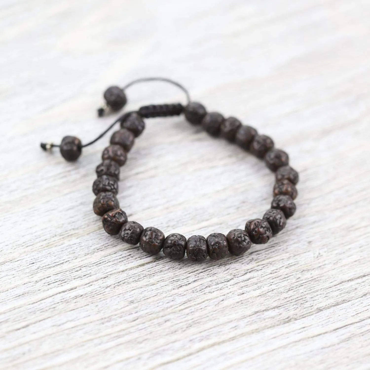 Aged Dark Rudraksha Mala & Bracelet Set