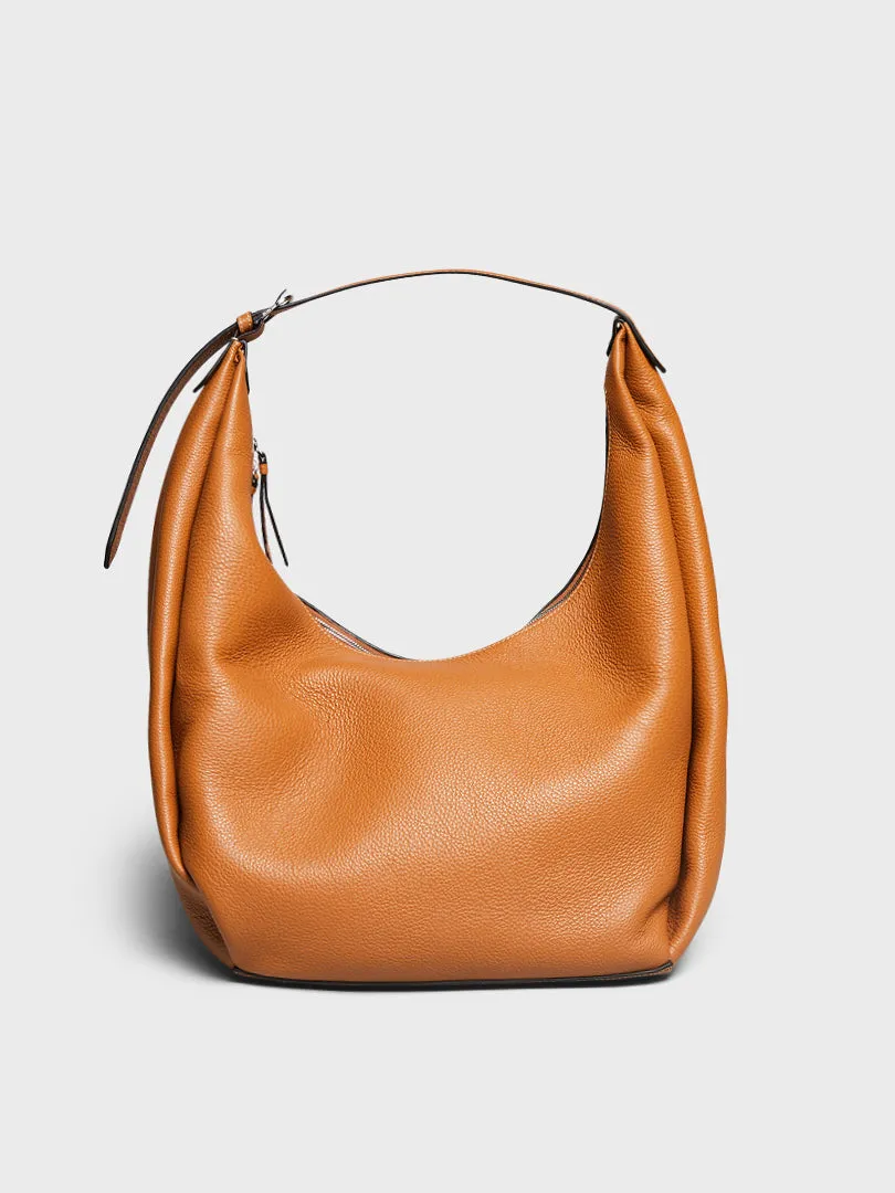 Belt Hobo Bag in Tan Grain