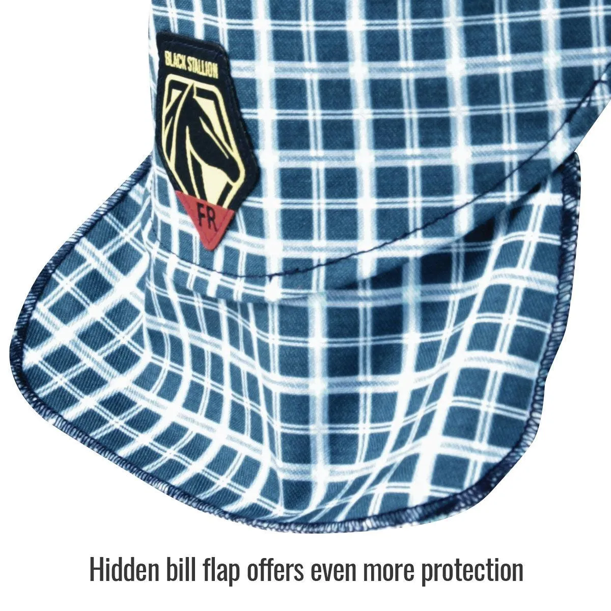 Black Stallion FR Cotton Welding Cap with Hidden Bill Extension - AH1730-BL