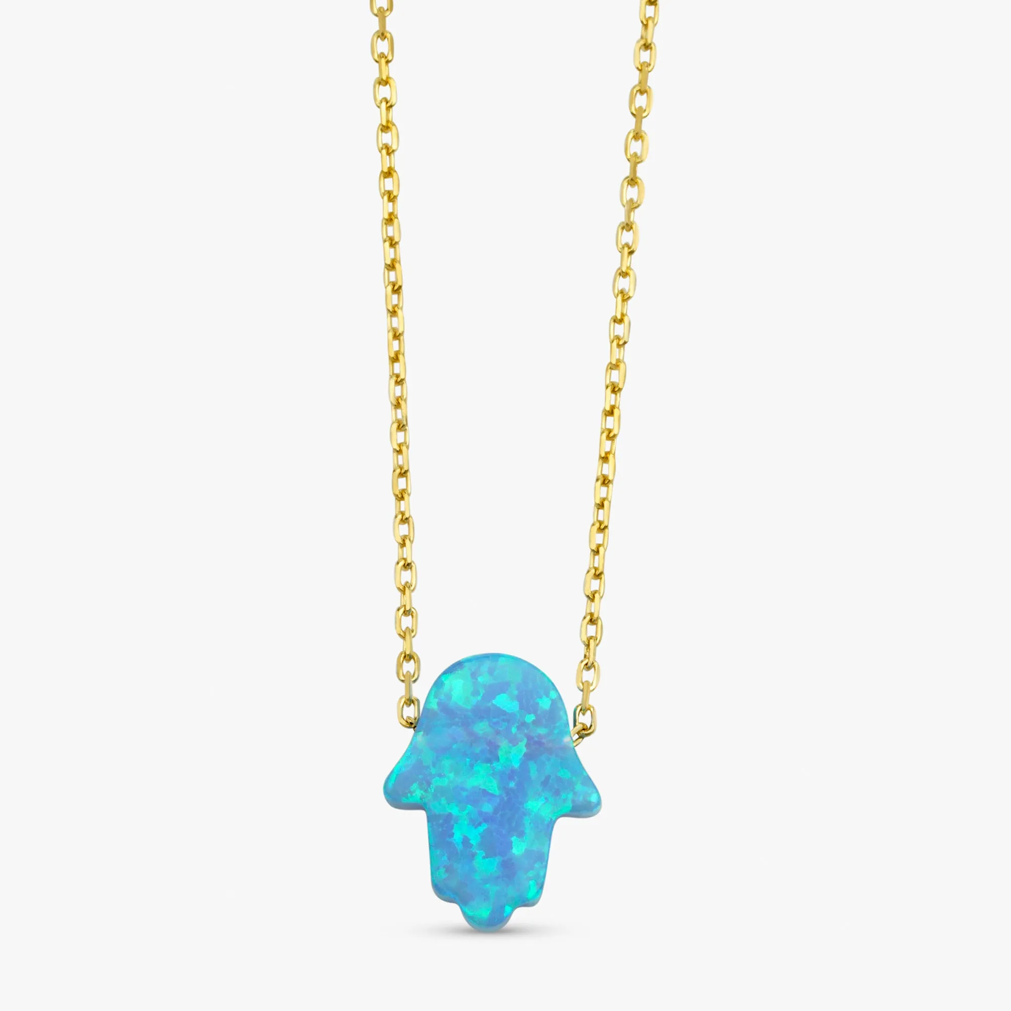 Blue Opal Hamsa Necklace, Ophelia