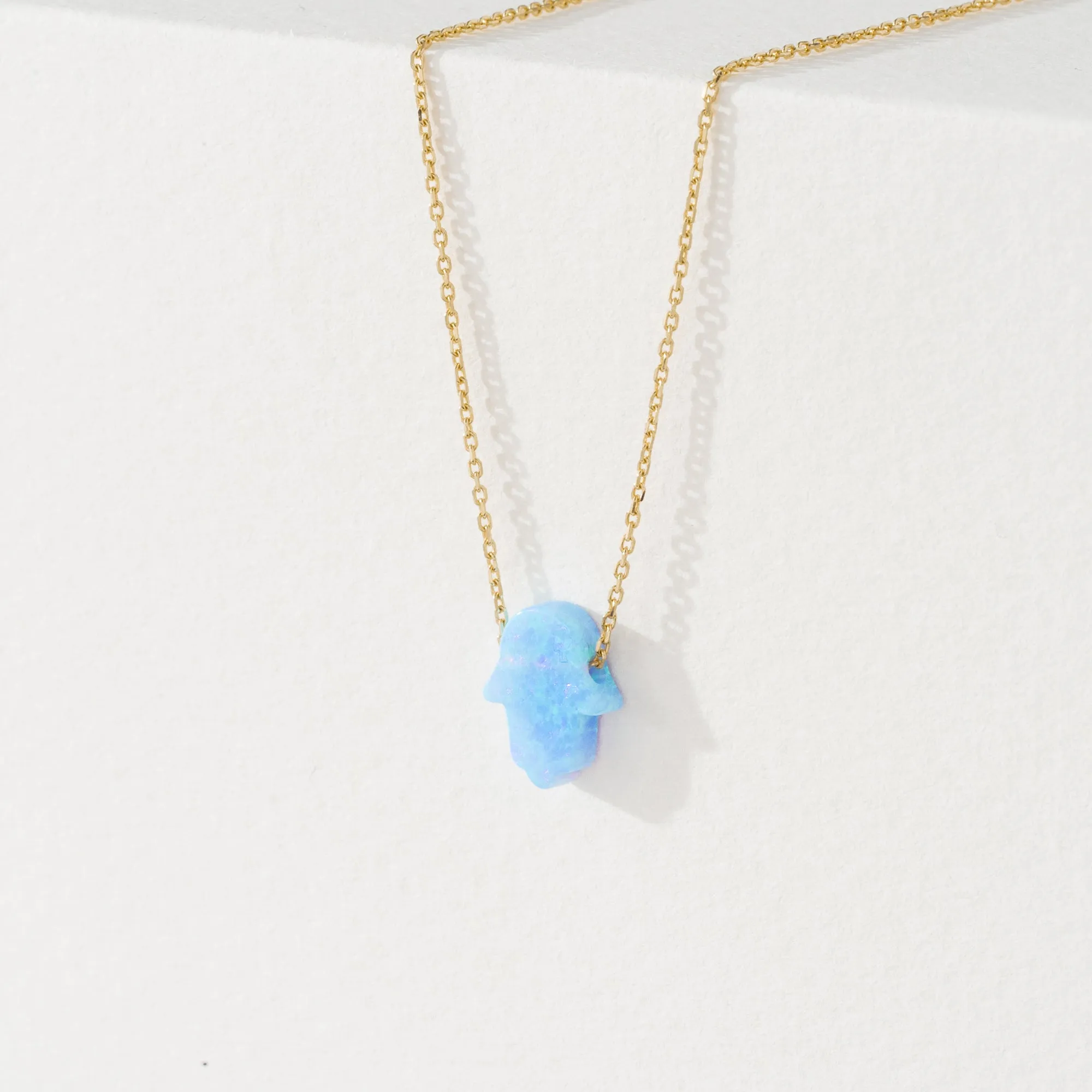 Blue Opal Hamsa Necklace, Ophelia