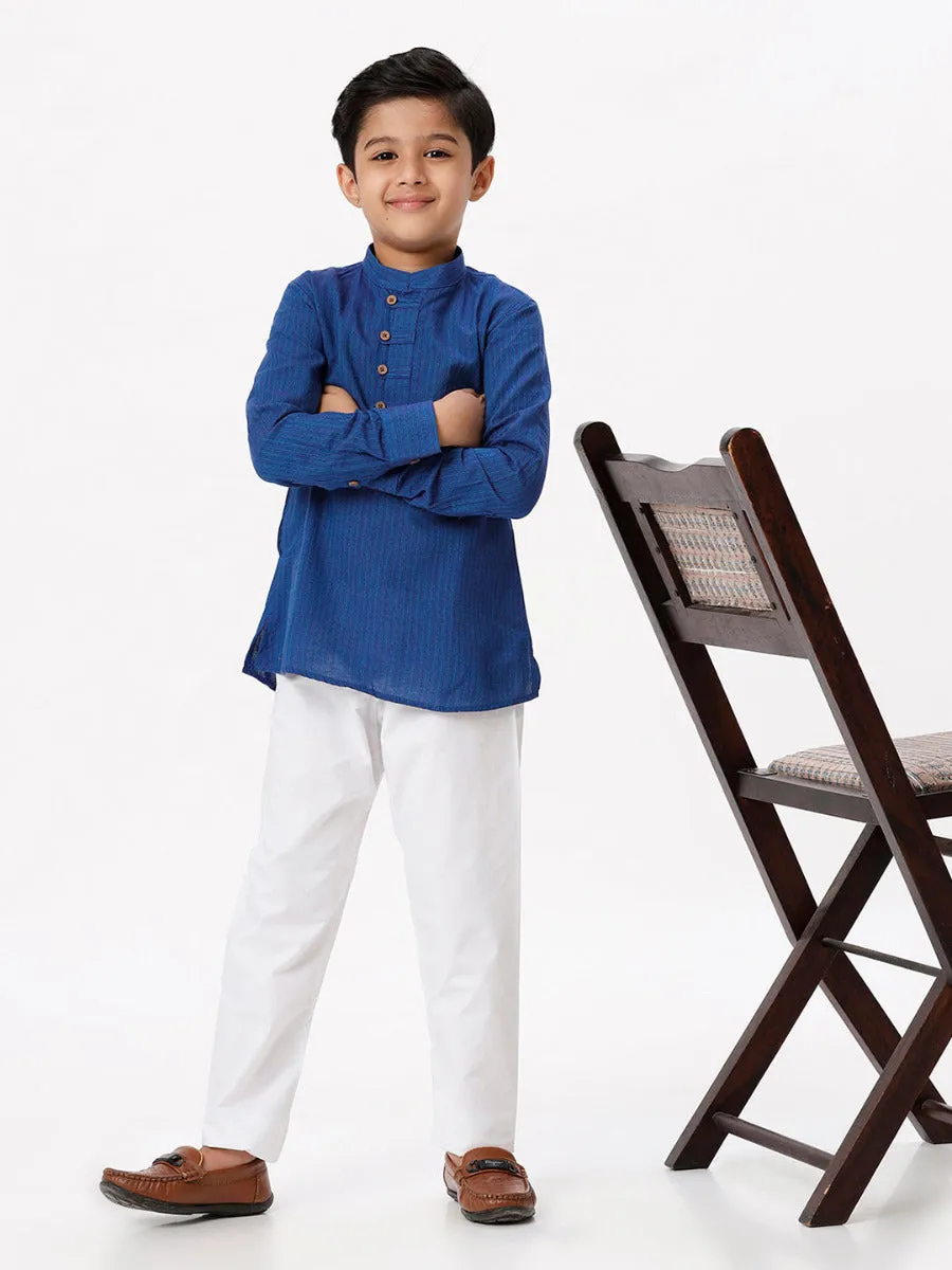 Boys Breeze Cotton Full Sleeves Navy Kurta