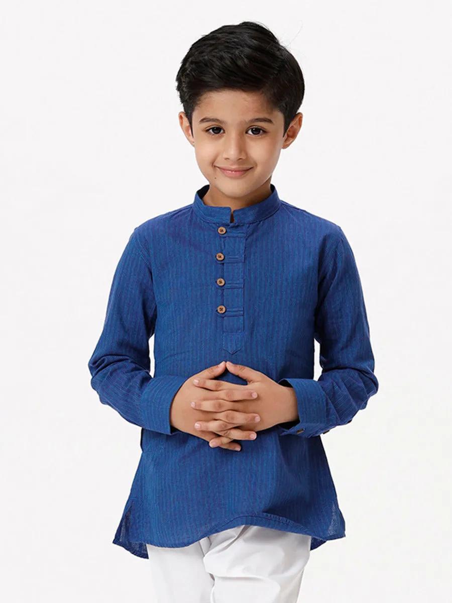 Boys Breeze Cotton Full Sleeves Navy Kurta