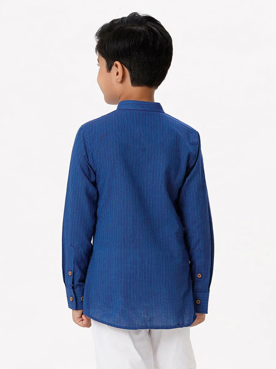 Boys Breeze Cotton Full Sleeves Navy Kurta