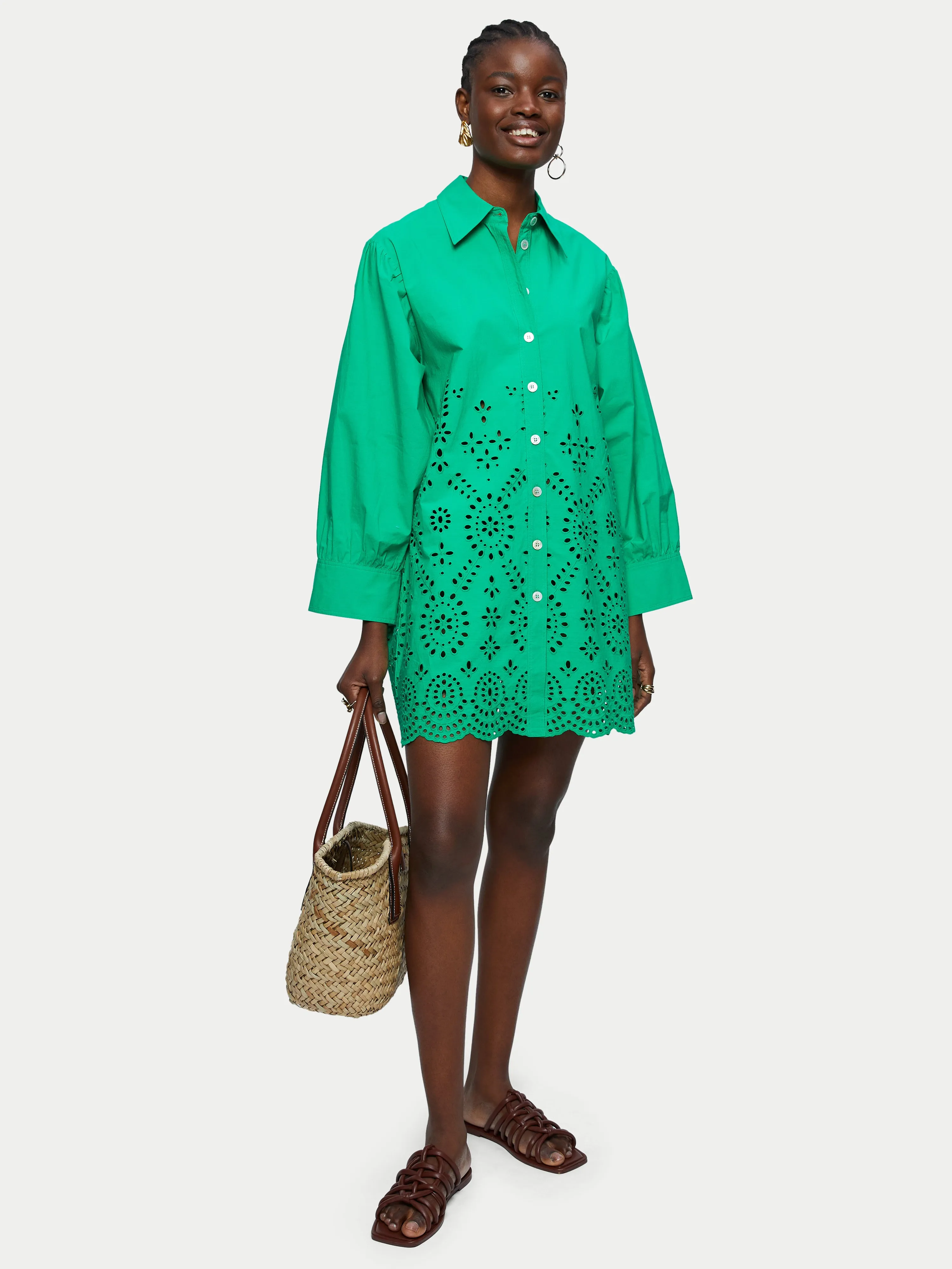 Broderie Beach Shirt | Green