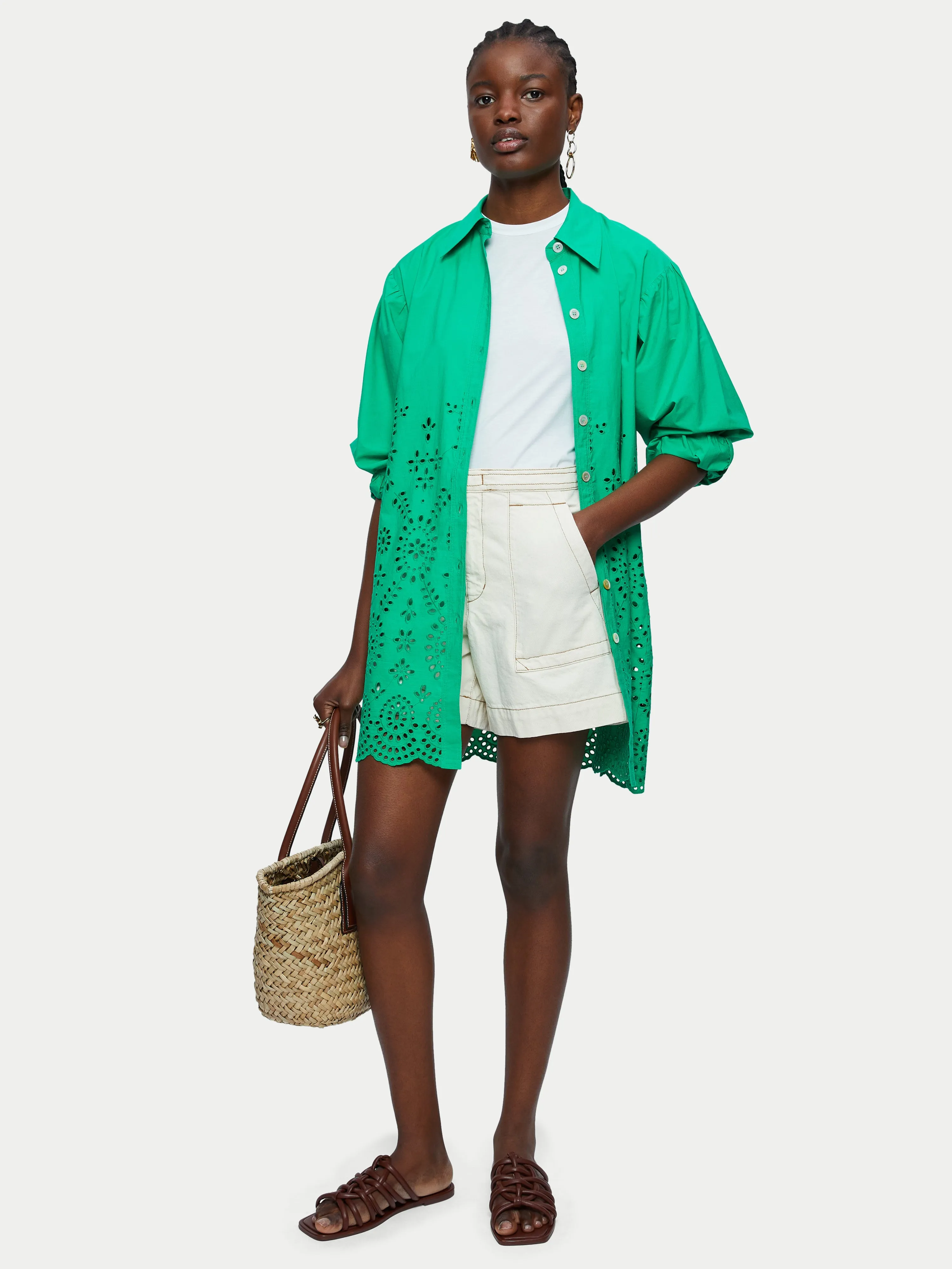 Broderie Beach Shirt | Green