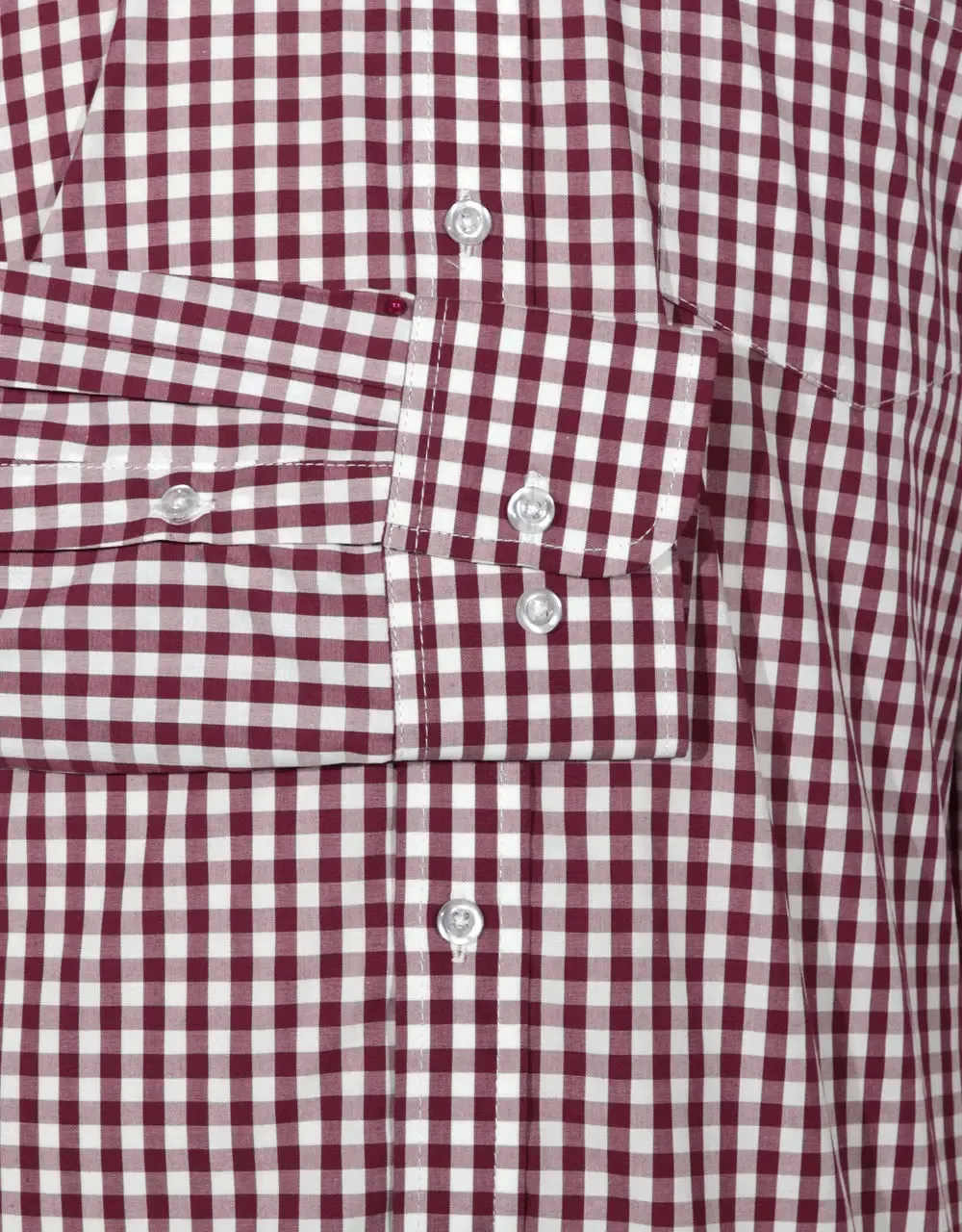 Button Down Shirt - Burgundy Gingham Check  Shirt