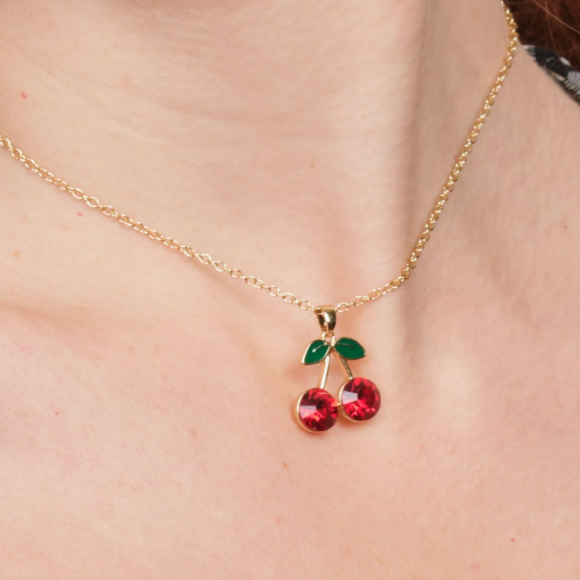 Cherry Necklace: Vintage Style Red Cherry Necklace