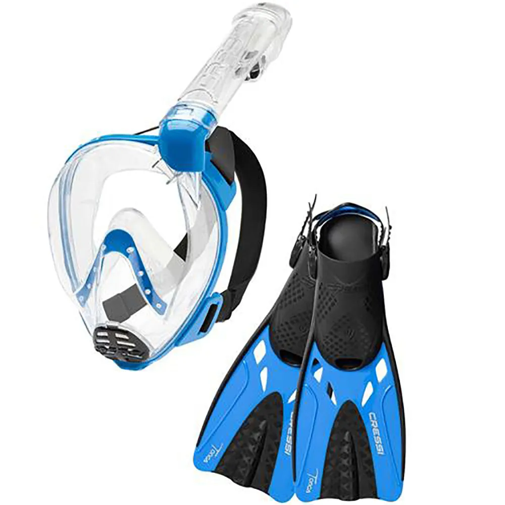 Cressi Baron Full Face Mask And Tonga Short Open Heel Fins Combo Set