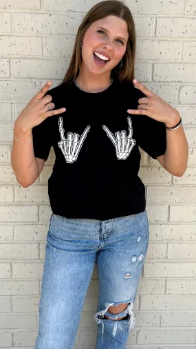 Double Rock On Skeleton Tee