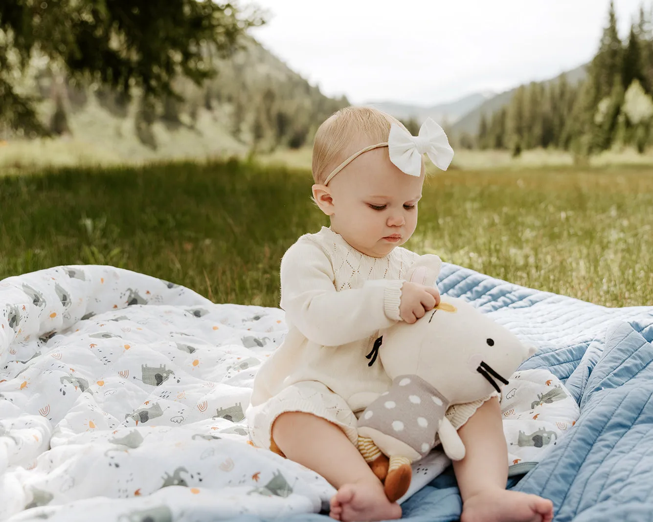 Elephant Reversible Baby Quilted Blanket (Organic Muslin) - 2 Colors