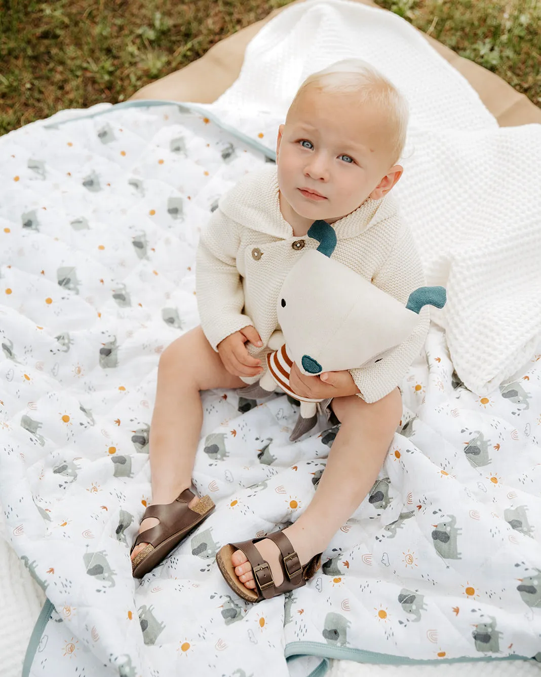 Elephant Reversible Baby Quilted Blanket (Organic Muslin) - 2 Colors