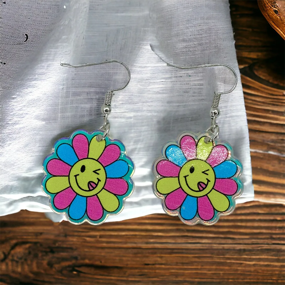 Flower Earrings - Flower Accessories, Colorful Earrings, Flower Jewelry, Tropical Flower, Handmade Earrings