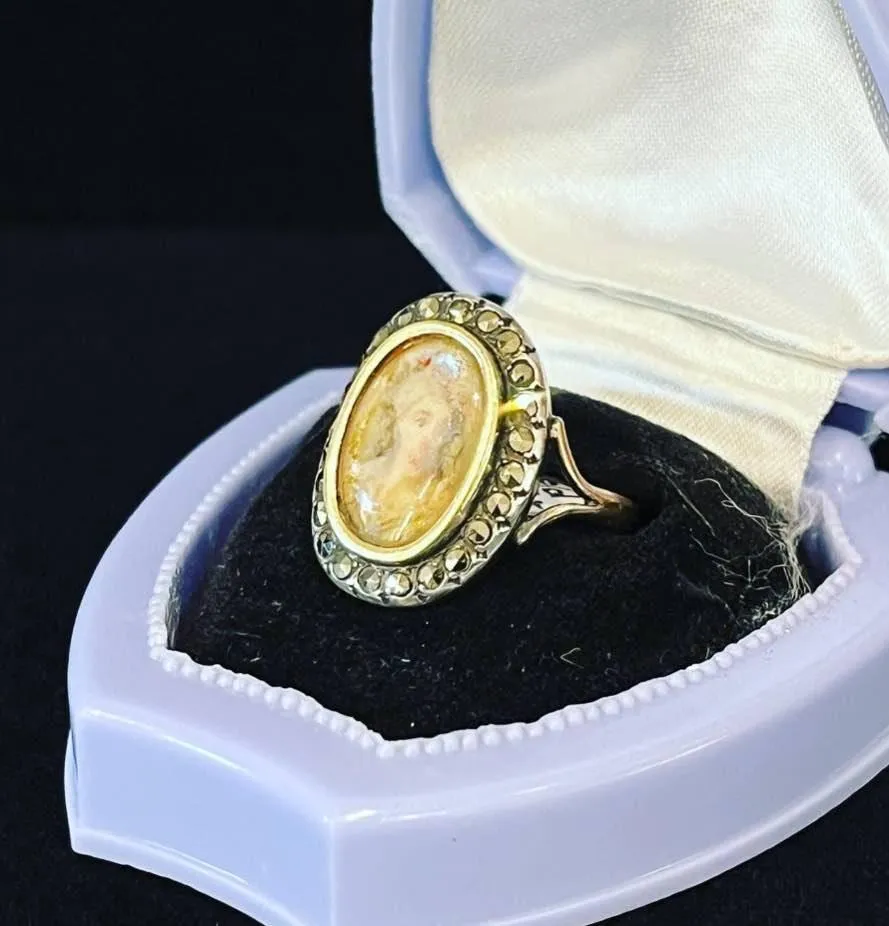 GEORGIAN Rock Crystal Miniature Portrait Ring