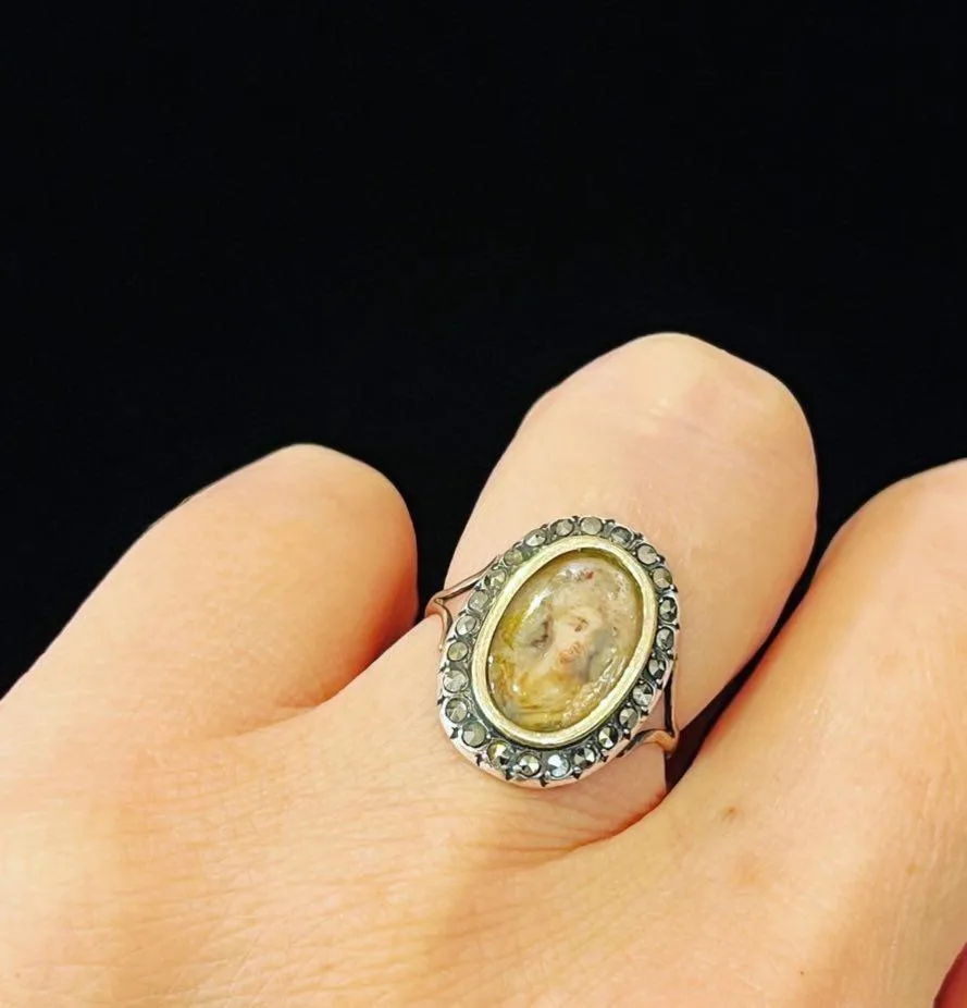 GEORGIAN Rock Crystal Miniature Portrait Ring