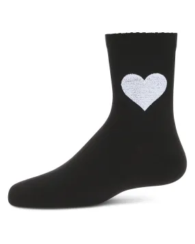 Girls' Fuzzy Heart Crew Socks