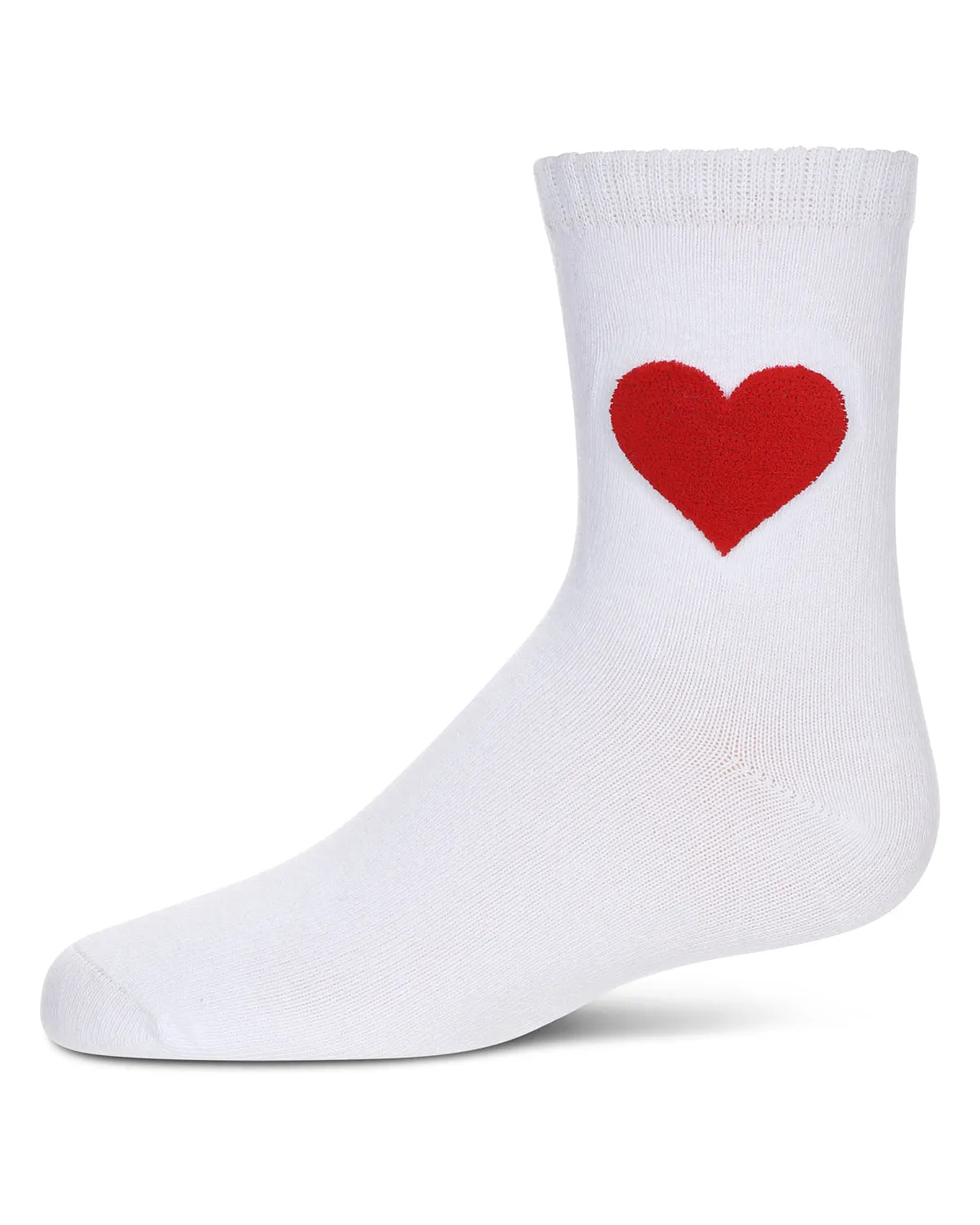 Girls' Fuzzy Heart Crew Socks