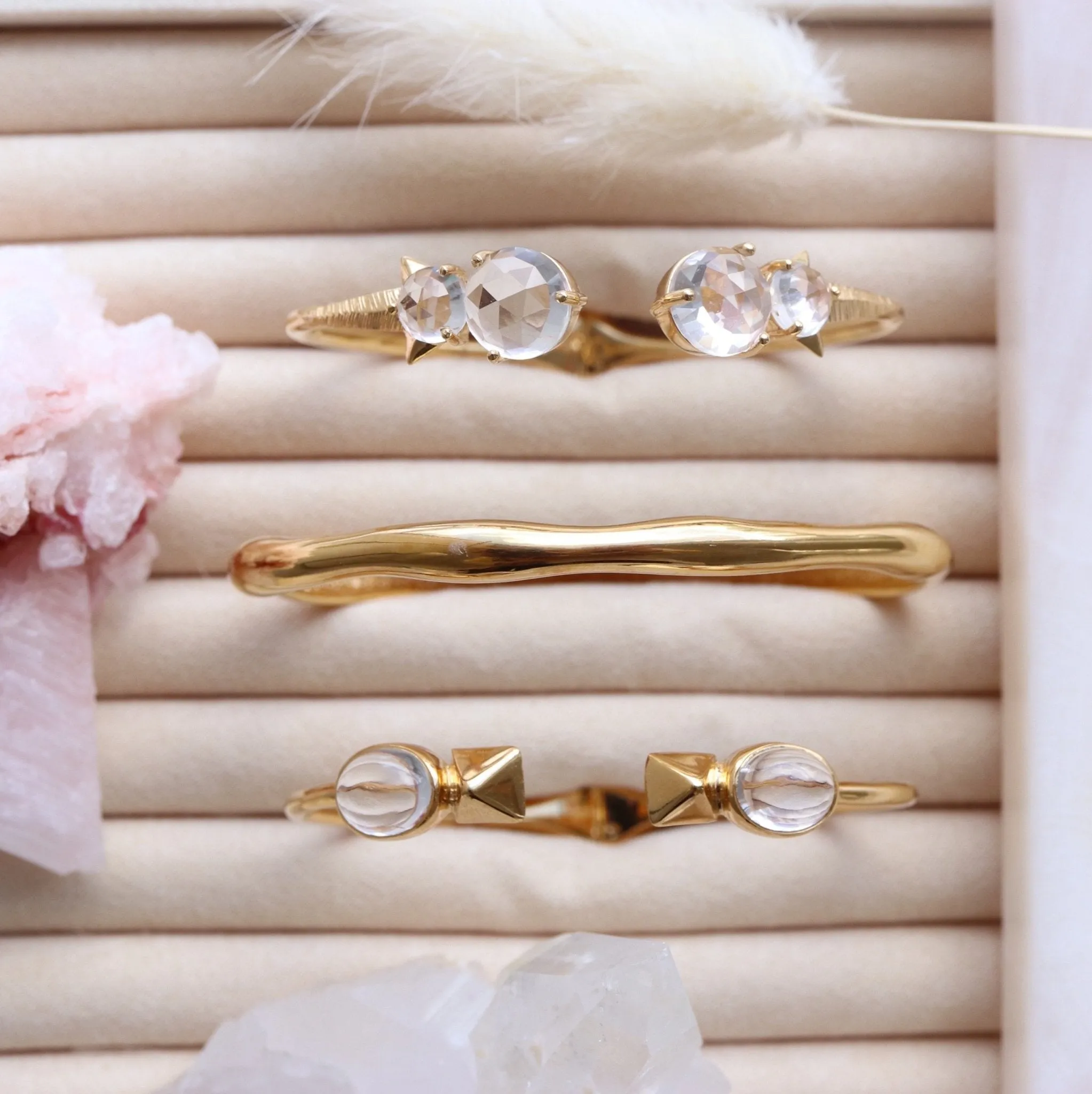 GLEE CUFF - ROCK CRYSTAL & GOLD