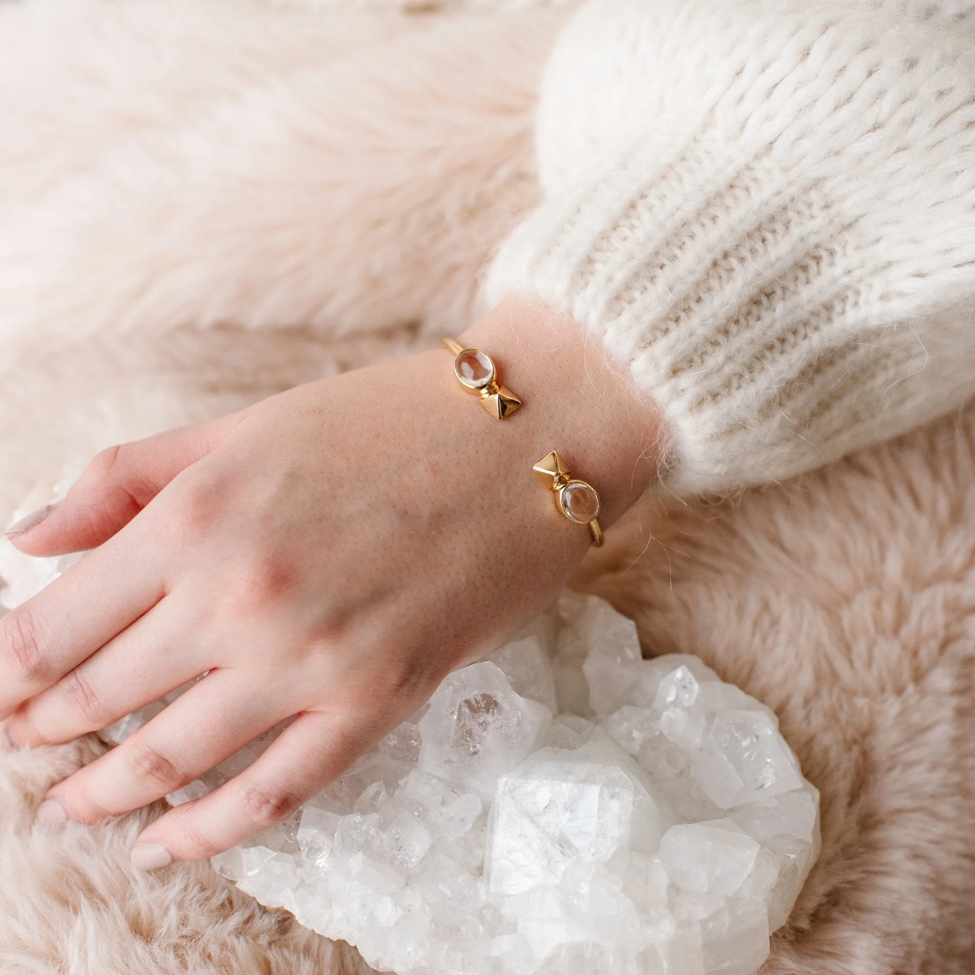 GLEE CUFF - ROCK CRYSTAL & GOLD