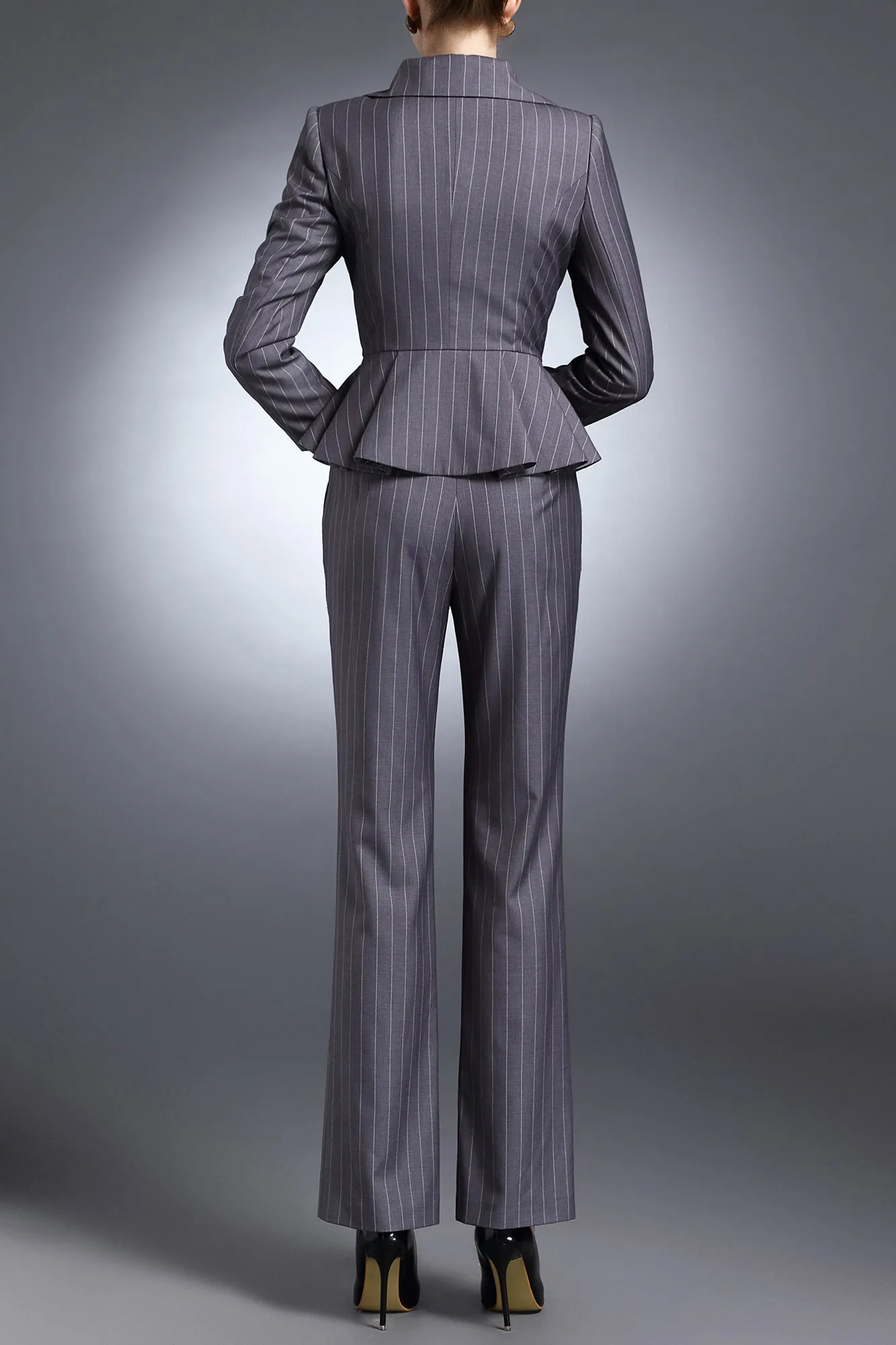 Gray Stripe Catherine Pant Suit