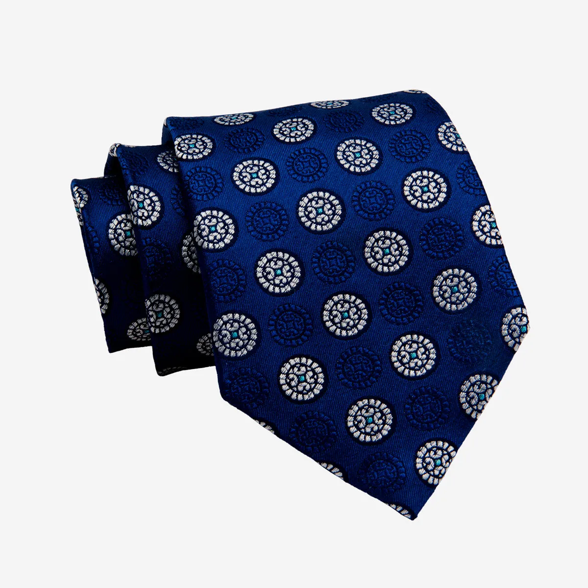 Hadley Foulard Silk Tie, Blue / Silver