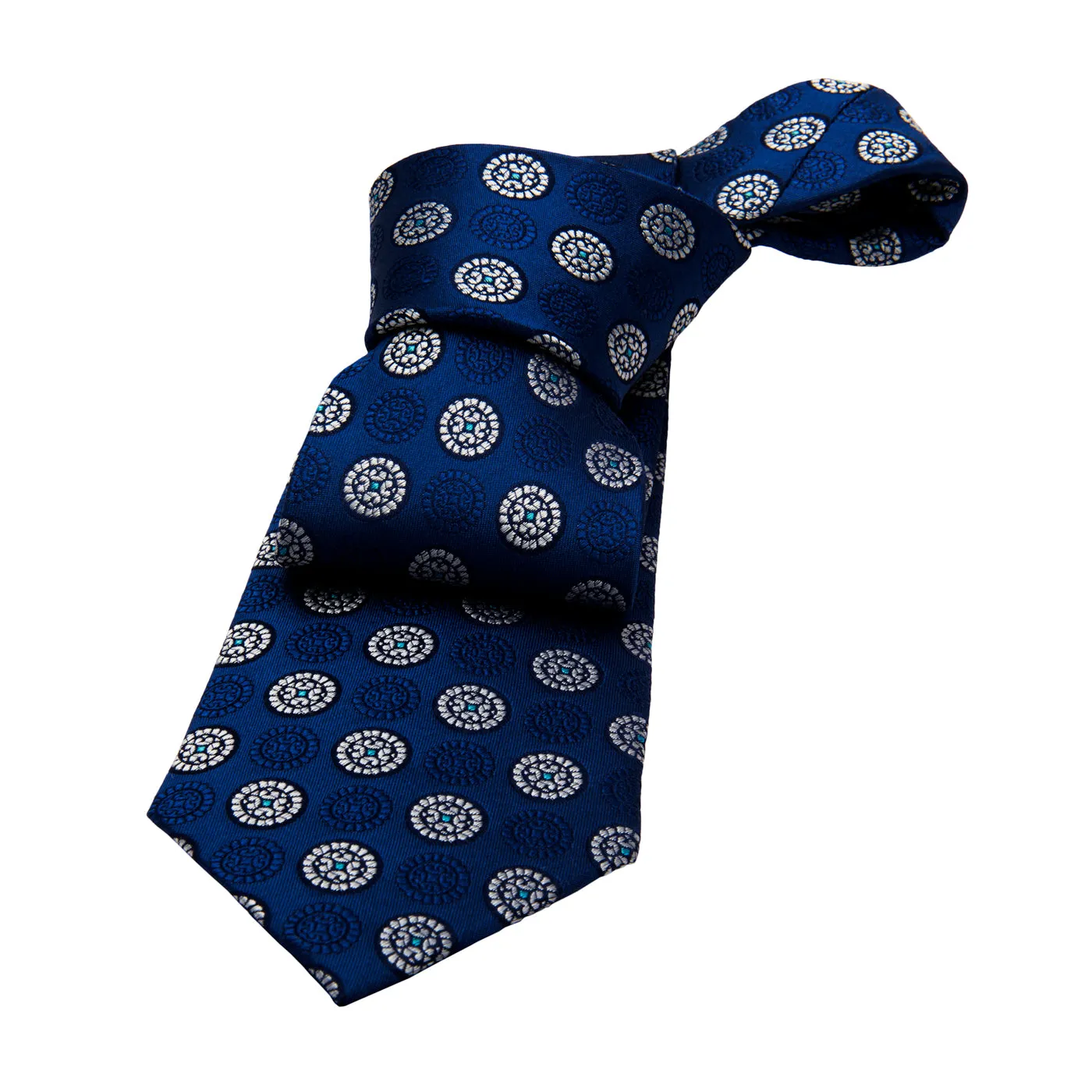 Hadley Foulard Silk Tie, Blue / Silver