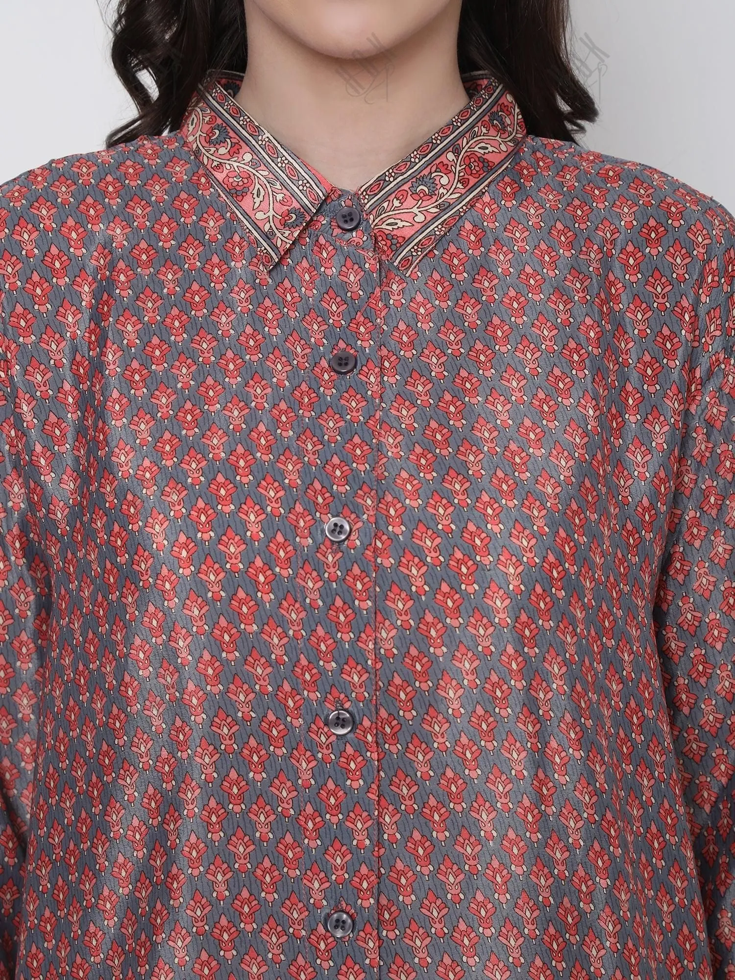 Hand embroidery Chikankari Shirt-Multicolor