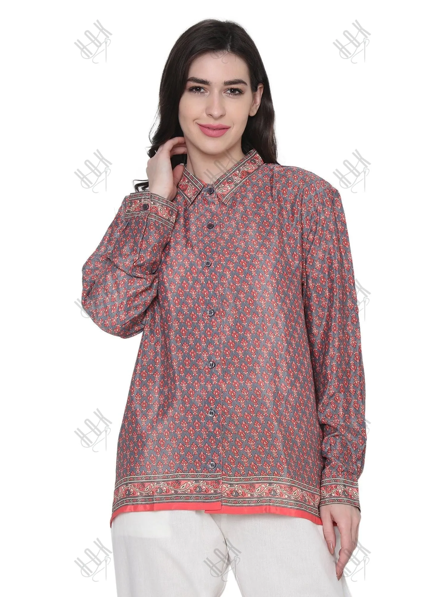 Hand embroidery Chikankari Shirt-Multicolor