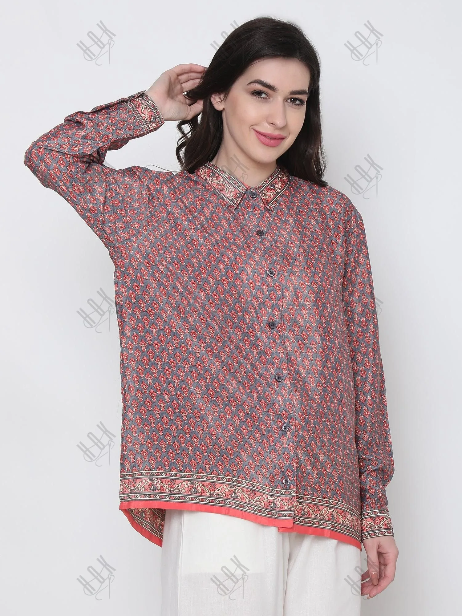 Hand embroidery Chikankari Shirt-Multicolor