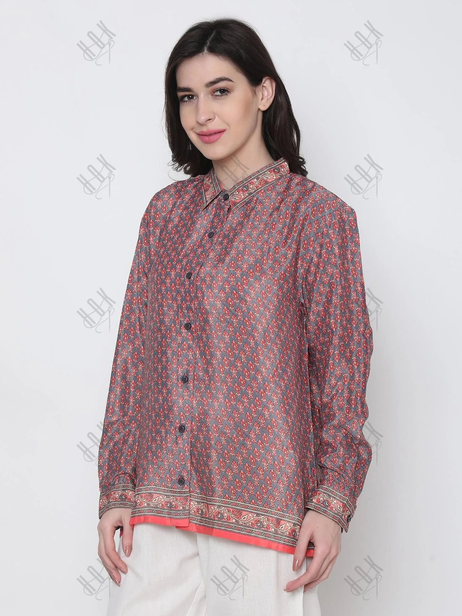 Hand embroidery Chikankari Shirt-Multicolor