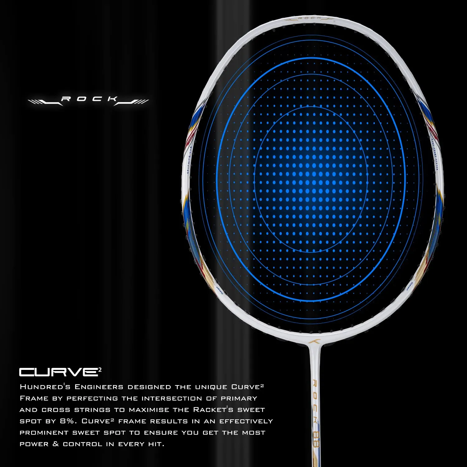 Hundred Rock 88 Carbon Fibre Strung Badminton Racquet