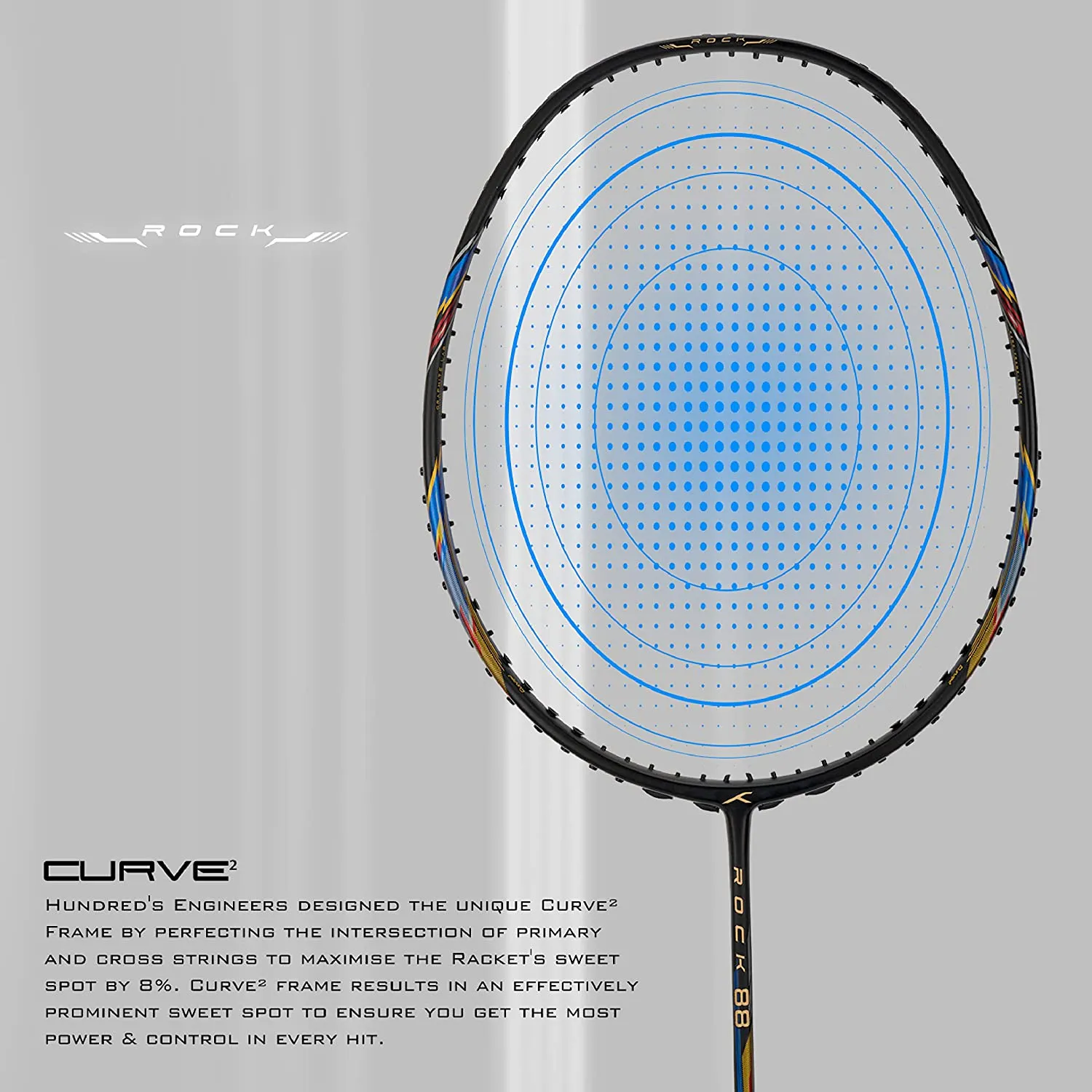 Hundred Rock 88 Carbon Fibre Strung Badminton Racquet