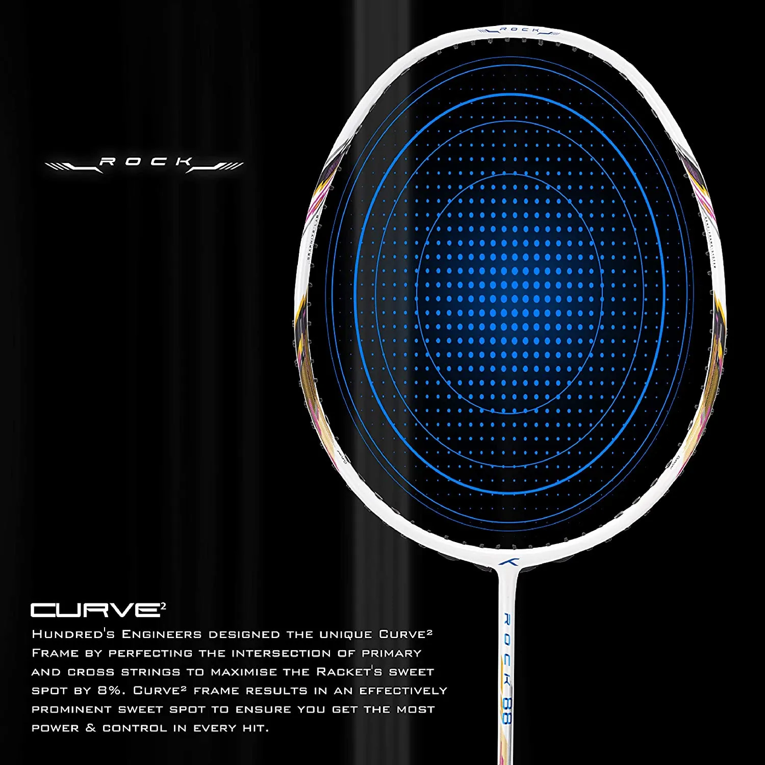 Hundred Rock 88 Carbon Fibre Strung Badminton Racquet