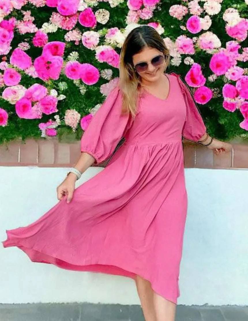 Midi-Length Nursing Dress | Vintage Rose 2.0